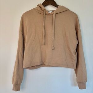 Small Aware by Vero Moda Women's Tan Brown Cropped Long Sleeve Pullover Hoodie